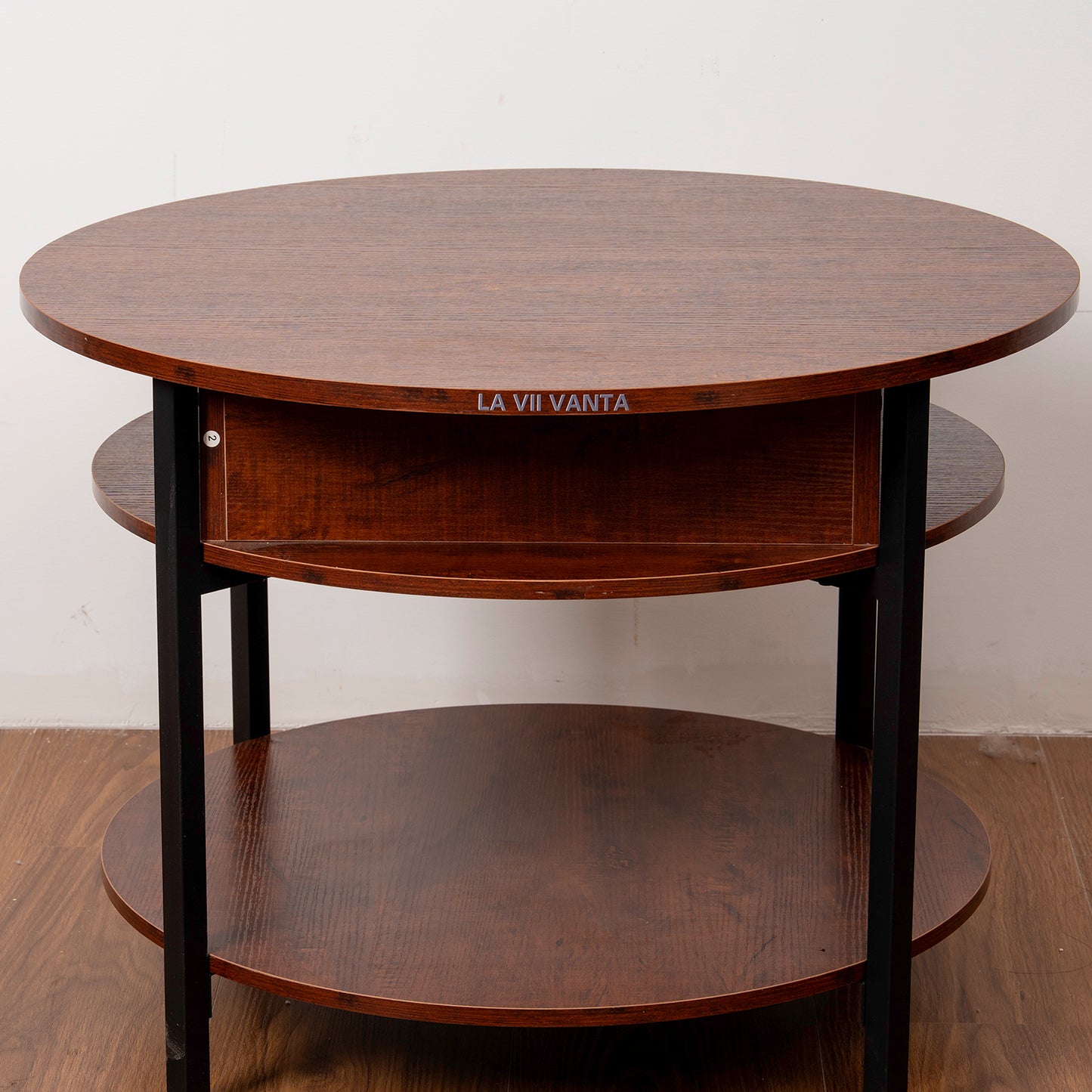 LA VII VANTA Lift-Top Wood Coffee Table,  Small Round Cocktail Table with Storage and Hidden Compartment for Living Room