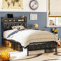 WOWLIVE Bed Frame with Storage Headboard,  Metal Platform Bed Frame,  Storage Bed with Charging Station and LED Light