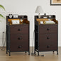 WOWLIVE Nightstand With 3 Drawers & 2-Tier Open Shelf, Bedside Table With LED& 2 USB Ports, Stable Metal Frame