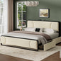 WOWLIVE Full/Queen/King Platform Bed with 2 Storage Drawers, Modern Bed Frame with Charging Station, No Spring Boxing Needed